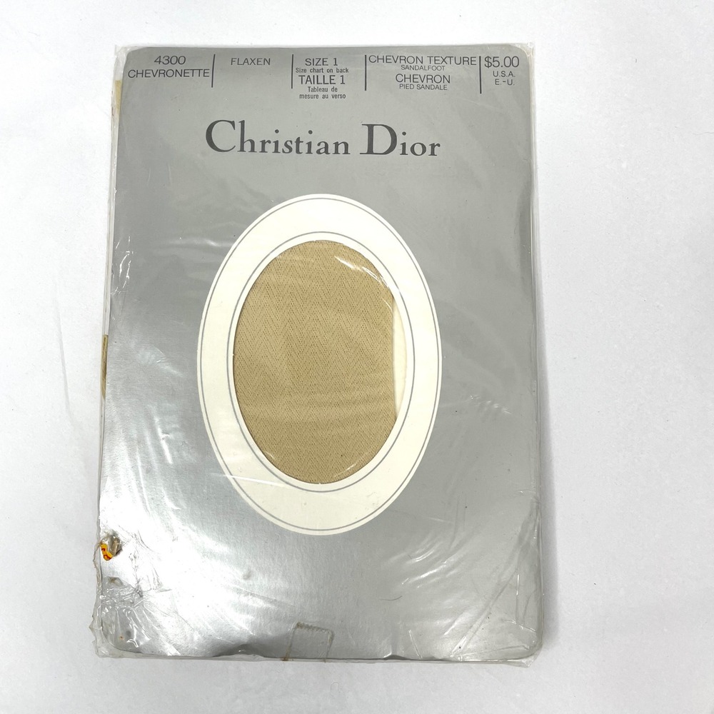 New Vintage Christian Dior‎ chevron texture pantyhose Size 1 flaxen nude